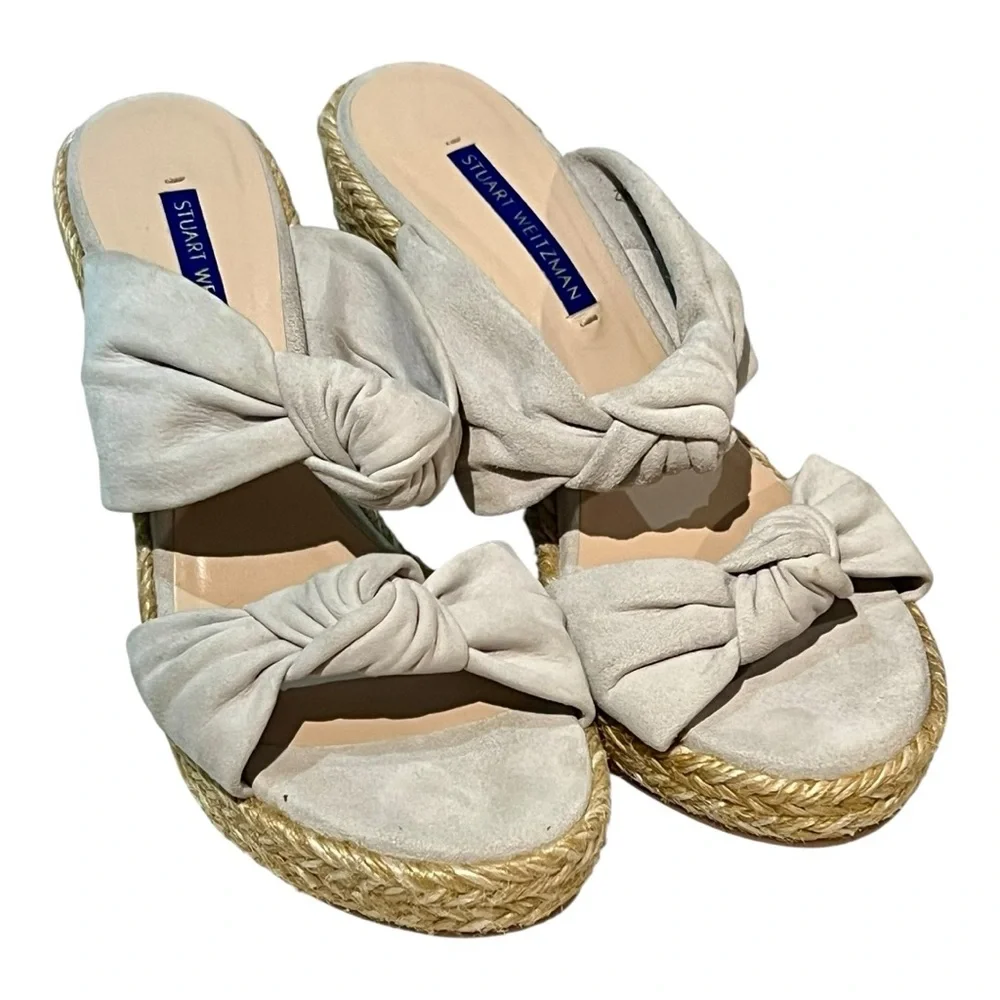 Stuart Weitzman New (no box) Sarena Suede Espadrille Wedge Sandals size 7.5 - Picture 2 of 11